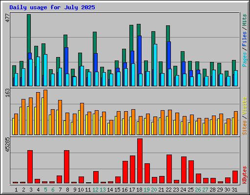 Daily usage for July 2025